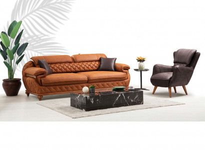 Modern Wohnzimmer Komplett Set Dreisitzer Sofa Couch Sessel Luxus Möbel